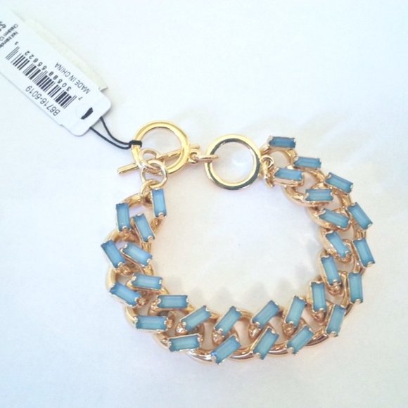 Carolee Bracelet Light Blue & Gold Toggle Clasp NWT Perfect Condition Orig $85 - Picture 7 of 7
